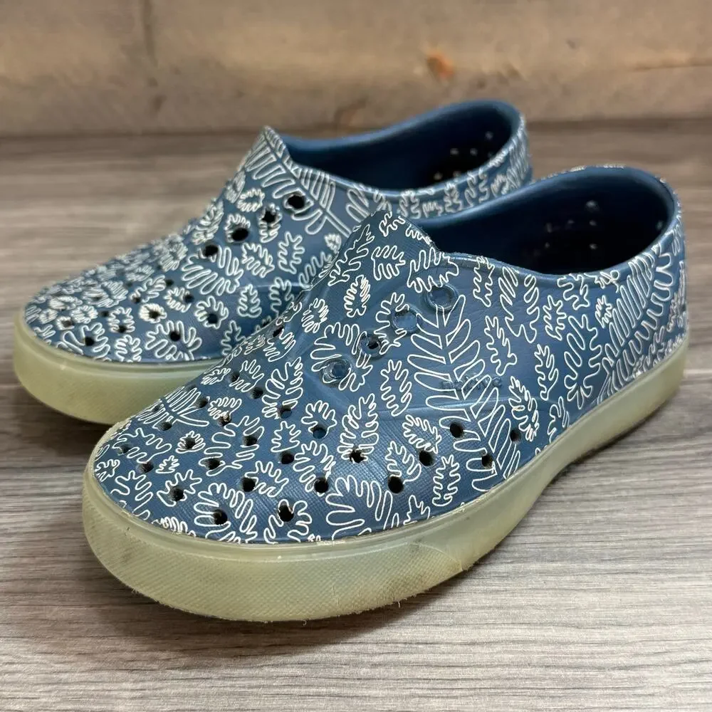 Native Jefferson Slip On Shoes Kids Size C11 Fern Leaf Print Glow In The Dark